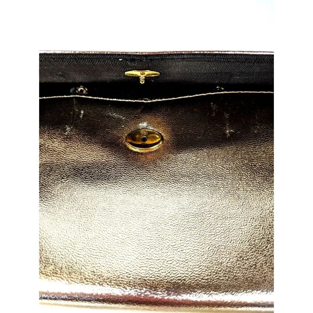 2 Vintage Purse Metallic Gold Silver Lame Convertible Clutch Evening Bag 1960s